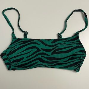 Green and Black Zebra Print Bikini Top